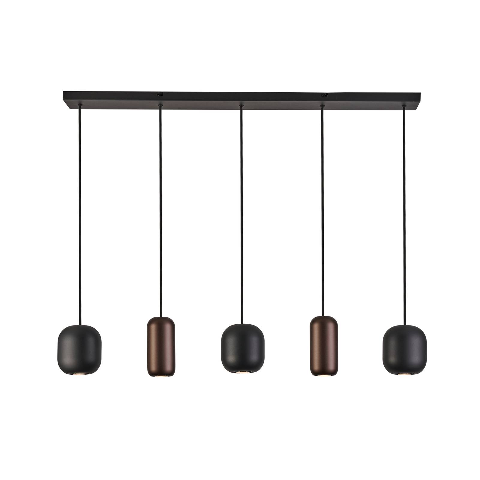 Hängelampe Jane, Länge 102 cm, schwarz/braun/grün, 5-flg. Hängelampe Jane, Länge 102 cm, schwarz/braun/grün, 5-flg. von Brilliant