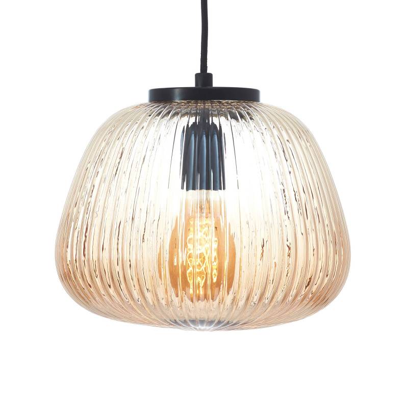 Hängelampe Kaizen, Ø 25 cm, bernstein, Glas von Brilliant