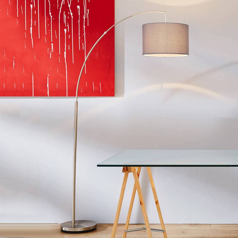 Stehleuchte Clarie, grau, eisenfarben, 180 cm, Stoff/Metall von Brilliant