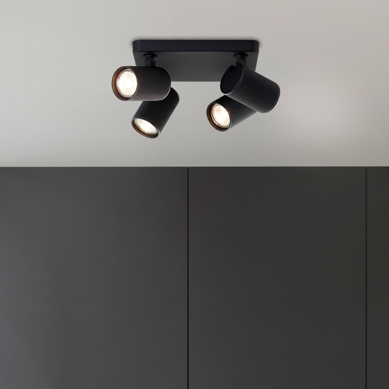 LED-Deckenstrahler Marty, Länge 22 cm, sandschwarz, 4-flg. LED-Deckenstrahler Marty, Länge 22 cm, sandschwarz, 4-flg. von Brilliant