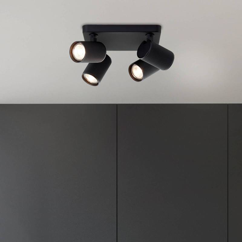 LED-Deckenstrahler Marty, Länge 22 cm, sandschwarz, 4-flg. von Brilliant