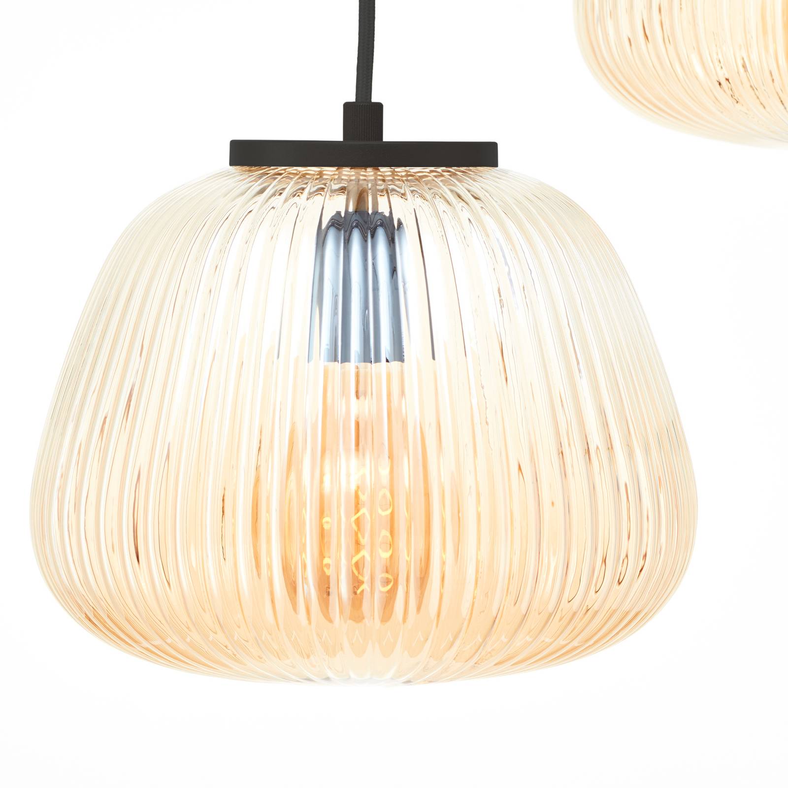 Pendellampe Kaizen, Länge 105 cm, bernstein, 3-flg., Glas Pendellampe Kaizen, Länge 105 cm, bernstein, 3-flg., Glas von Brilliant