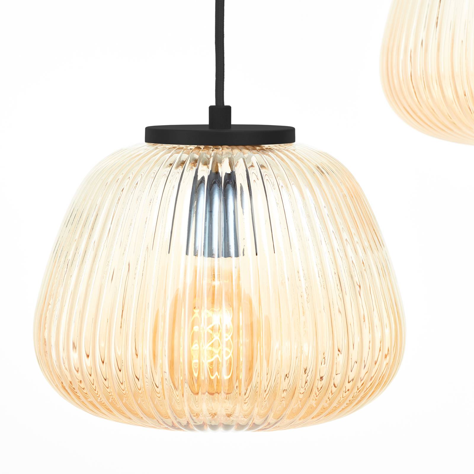 Pendellampe Kaizen, Ø 40 cm, bernstein, 3-flg., Glas Pendellampe Kaizen, Ø 40 cm, bernstein, 3-flg., Glas von Brilliant