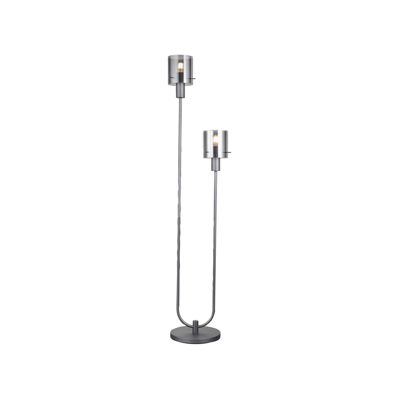 Stehlampe Riffelini, Höhe 152 cm, rauchgrau, 2-flg., Glas Stehlampe Riffelini, Höhe 152 cm, rauchgrau, 2-flg., Glas von Brilliant