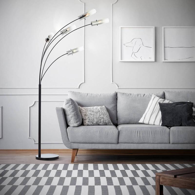 Stehleuchte Glasini, Höhe 200 cm, rauchgrau, 5-flg., Glas von Brilliant