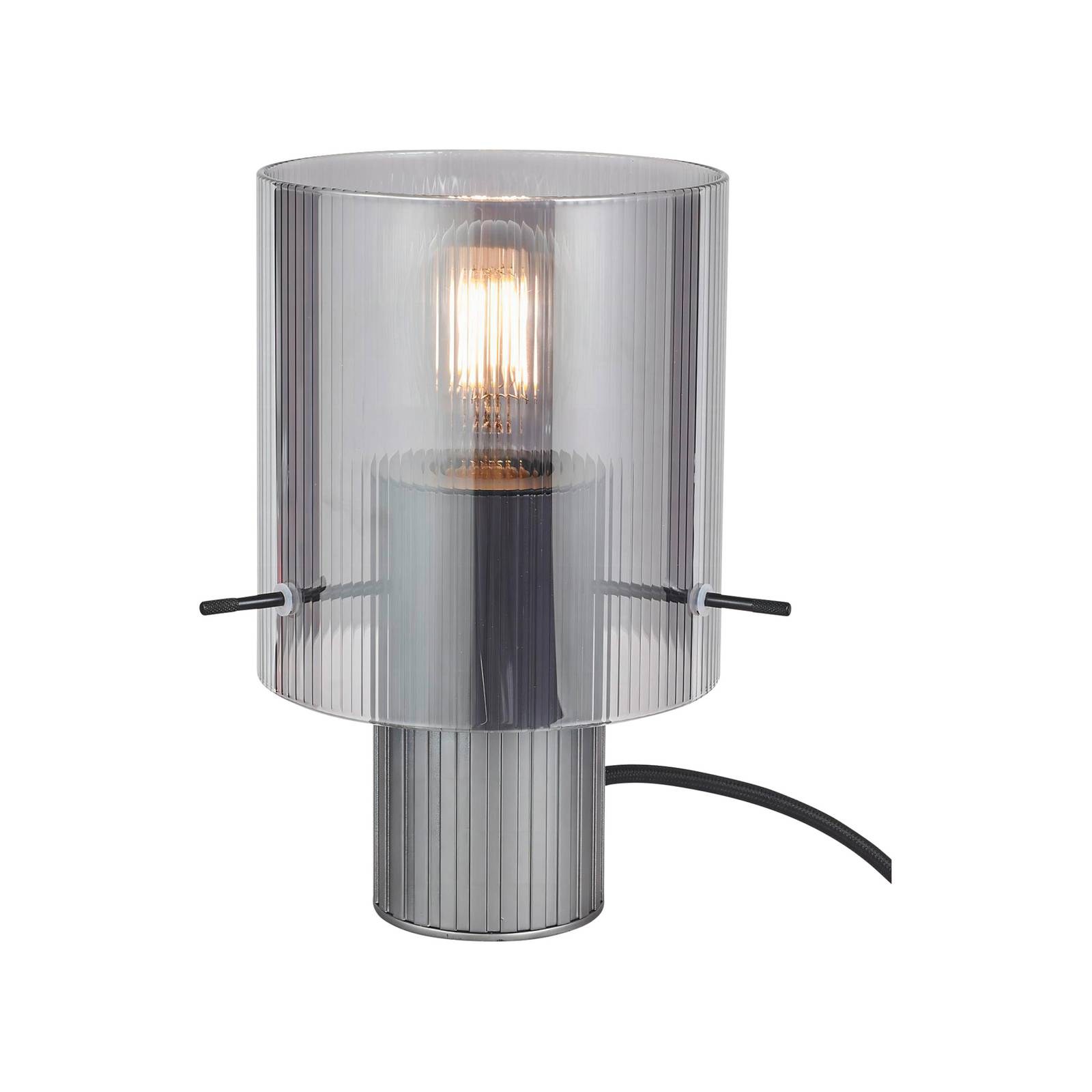 Tischlampe Riffelini, Höhe 22 cm, rauchgrau, Glas Tischlampe Riffelini, Höhe 22 cm, rauchgrau, Glas von Brilliant
