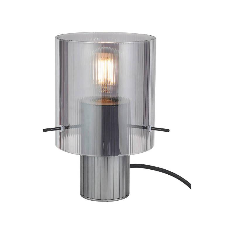 Tischlampe Riffelini, Höhe 22 cm, rauchgrau, Glas von Brilliant
