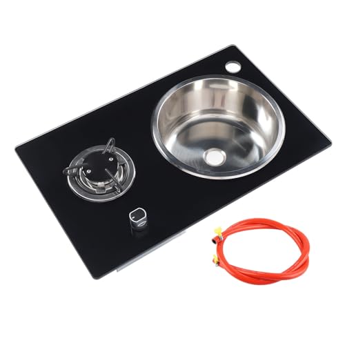 Brilluxa Einzelbrenner-RV-Gaskochfeld, 1,8 kW, 22,8 x 14,4 Zoll Herdplatte aus gehärtetem Glas mit 10,4 Zoll rundem Edelstahlwaschbecken für Boot, Wohnwagen, Wohnwagen, Wohnwagen, Brilluxa Einzelbrenner-RV-Gaskochfeld, 1,8 kW, 22,8 x 14,4 Zoll Herdplatte aus gehärtetem Glas mit 10,4 Zoll rundem Edelstahlwaschbecken für Boot, Wohnwagen, Wohnwagen, Wohnwagen, von Brilluxa