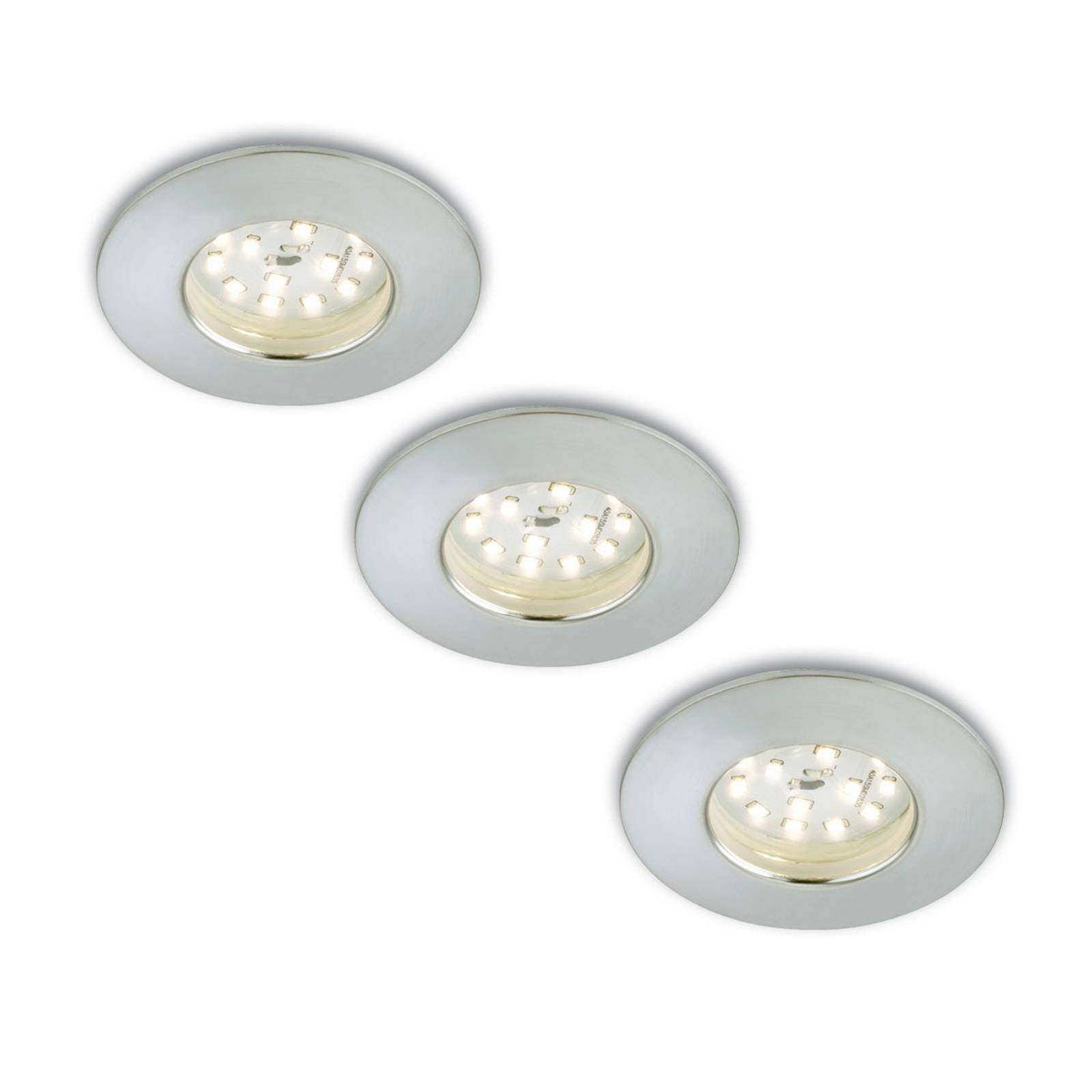 3er Set LED-Einbaustrahler Nikas IP44 alu 3er Set LED-Einbaustrahler Nikas IP44 alu von Briloner
