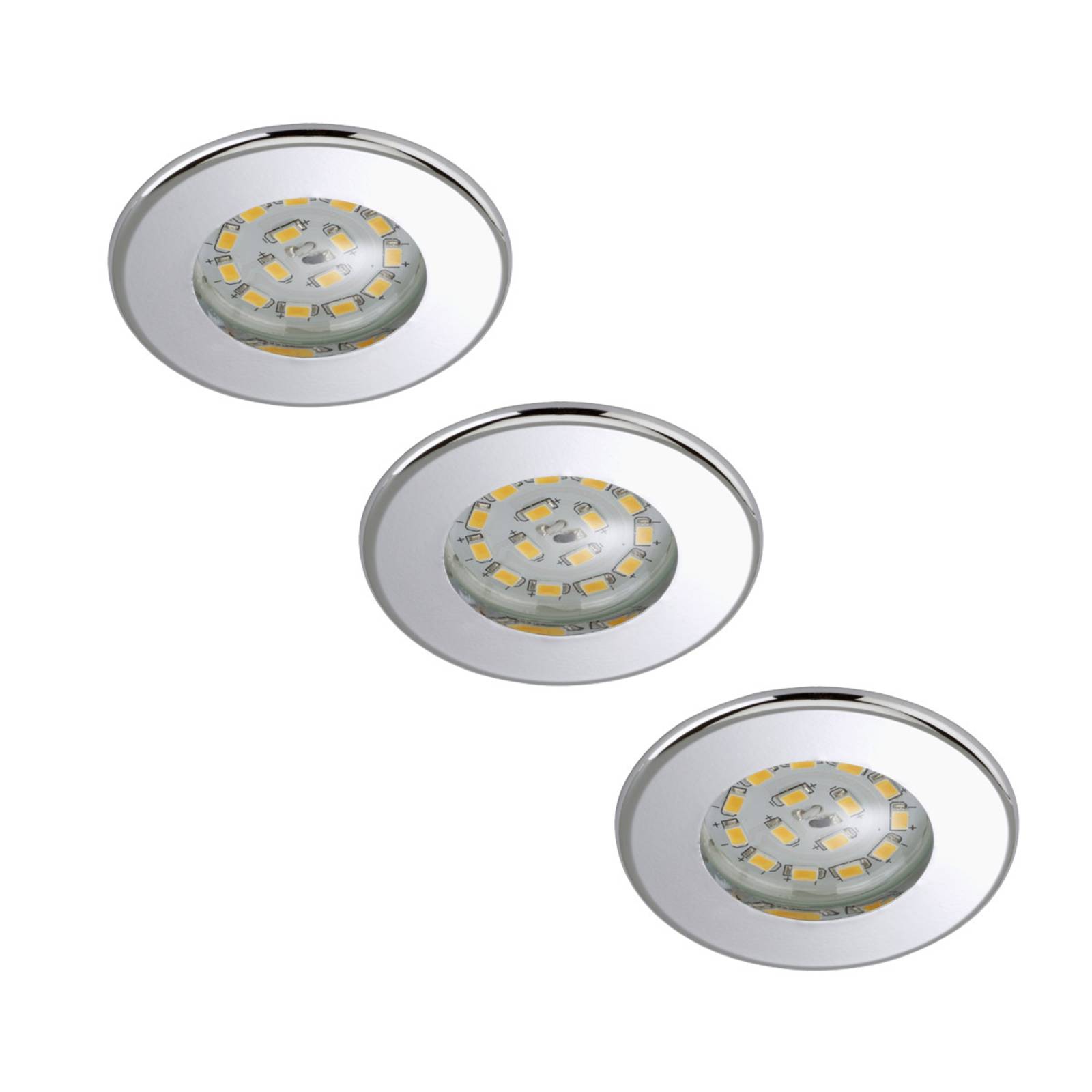 3er Set LED-Einbaustrahler Nikas IP44 chrom von Briloner