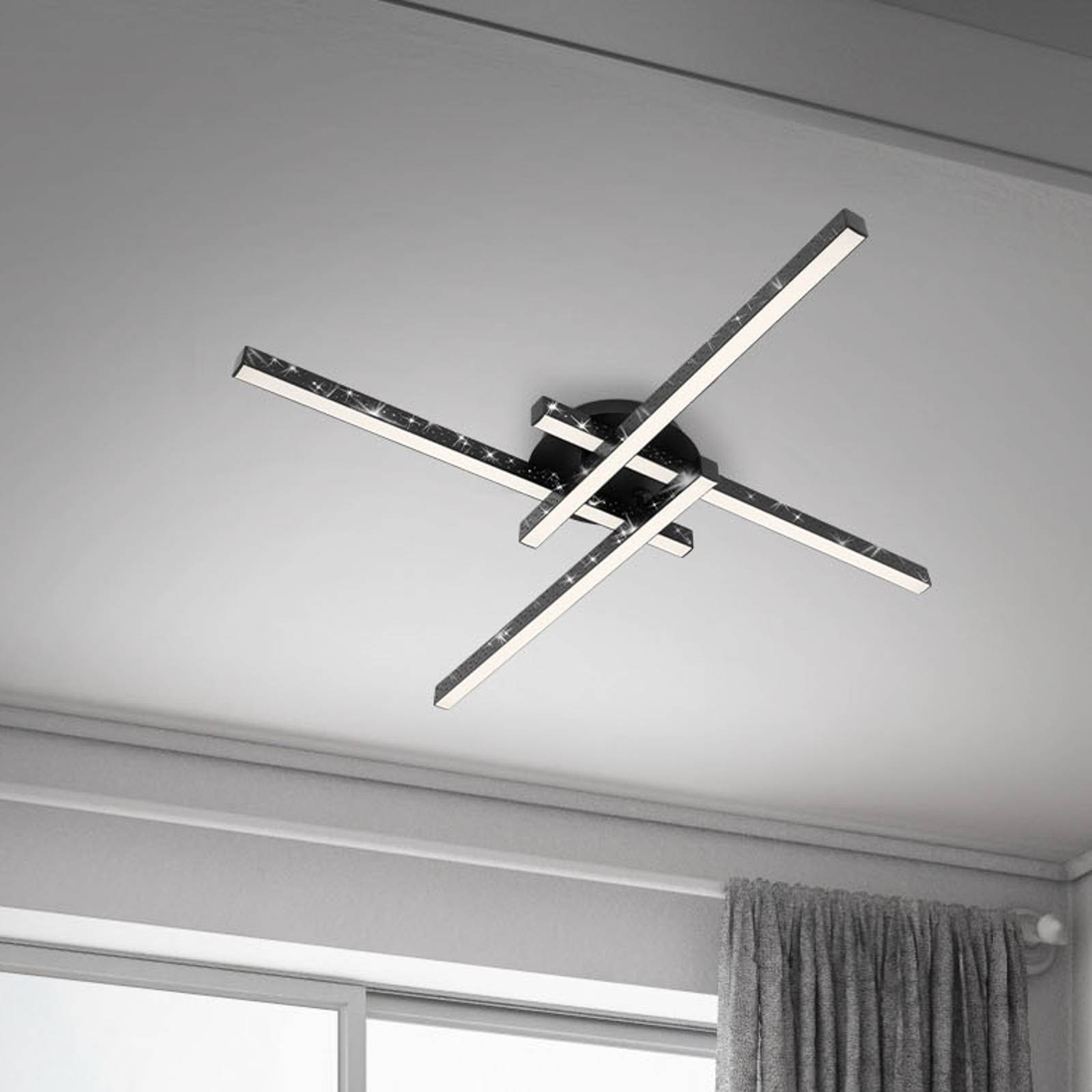 Deckenlampe Rey, Glitzereffekt, 4-flammig, schwarz Deckenlampe Rey, Glitzereffekt, 4-flammig, schwarz von Briloner