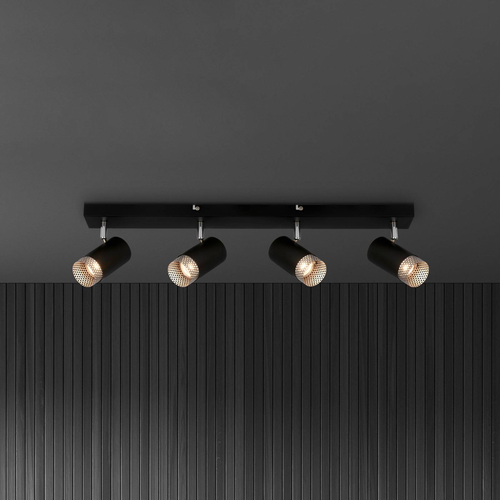 Deckenspot Plek GU10 schwarz/silber vierflammig Deckenspot Plek GU10 schwarz/silber vierflammig von Briloner