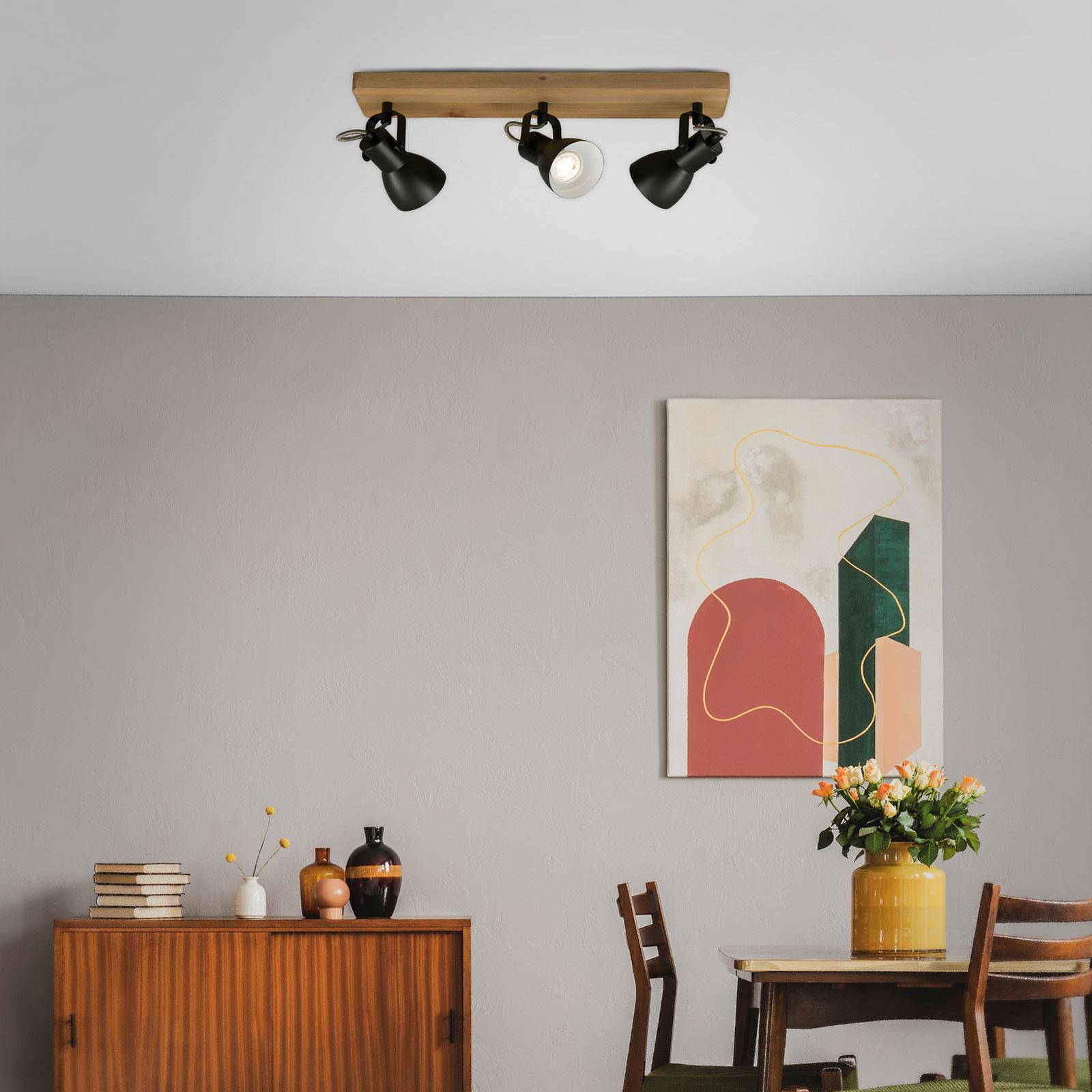 Deckenstrahler Arbo mit Holzelement, dreiflammig Deckenstrahler Arbo mit Holzelement, dreiflammig von Briloner