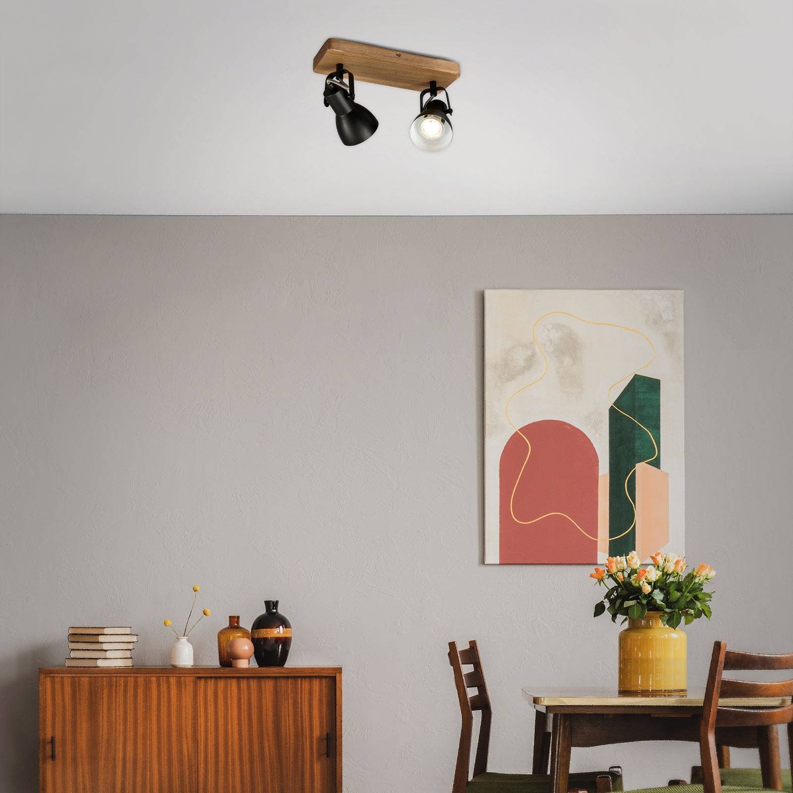 Deckenstrahler Arbo mit Holzelement, zweiflammig Deckenstrahler Arbo mit Holzelement, zweiflammig von Briloner