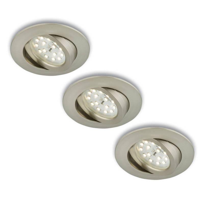 Drehbarer LED-Einbaustrahler 3er-Set matt-nickel von Briloner