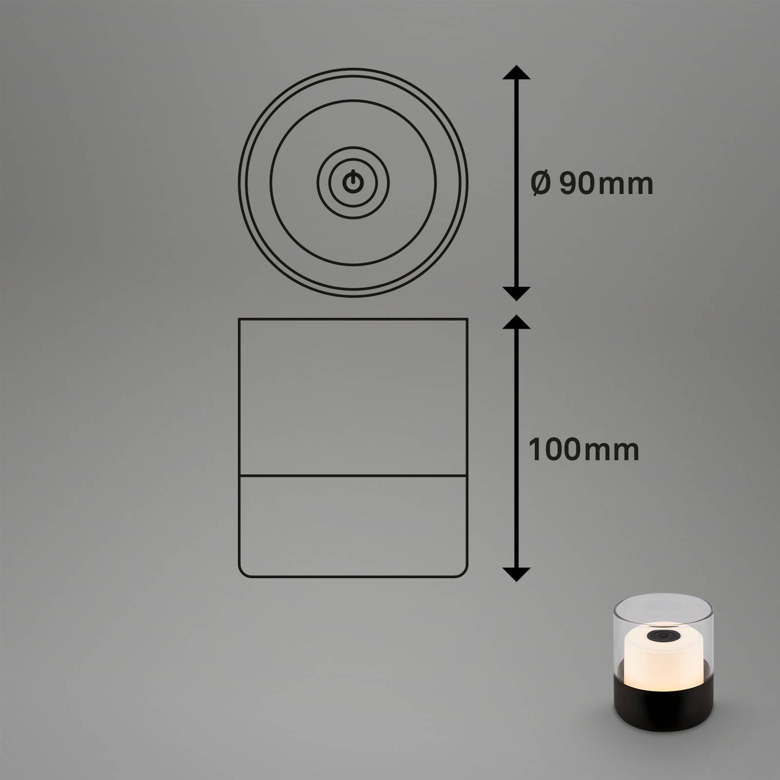 LED-Akku-Tischleuchte 7483 IP44 Dimmer, schwarz von Briloner