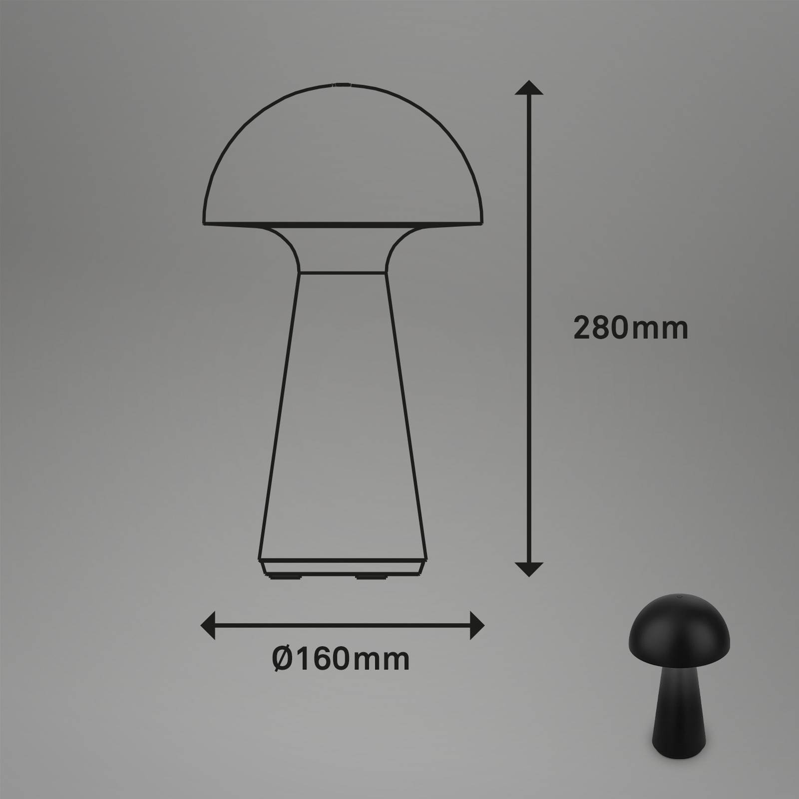 LED-Akku-Tischleuchte Fungo, aufladbar, schwarz von Briloner