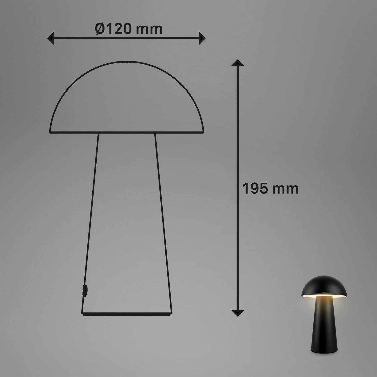 LED-Akku-Tischleuchte Fungo Mini, schwarz, Touch, Kunststoff LED-Akku-Tischleuchte Fungo Mini, schwarz, Touch, Kunststoff von Briloner