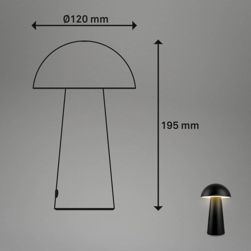 LED-Akku-Tischleuchte Fungo Mini, schwarz, Touch, Kunststoff von Briloner