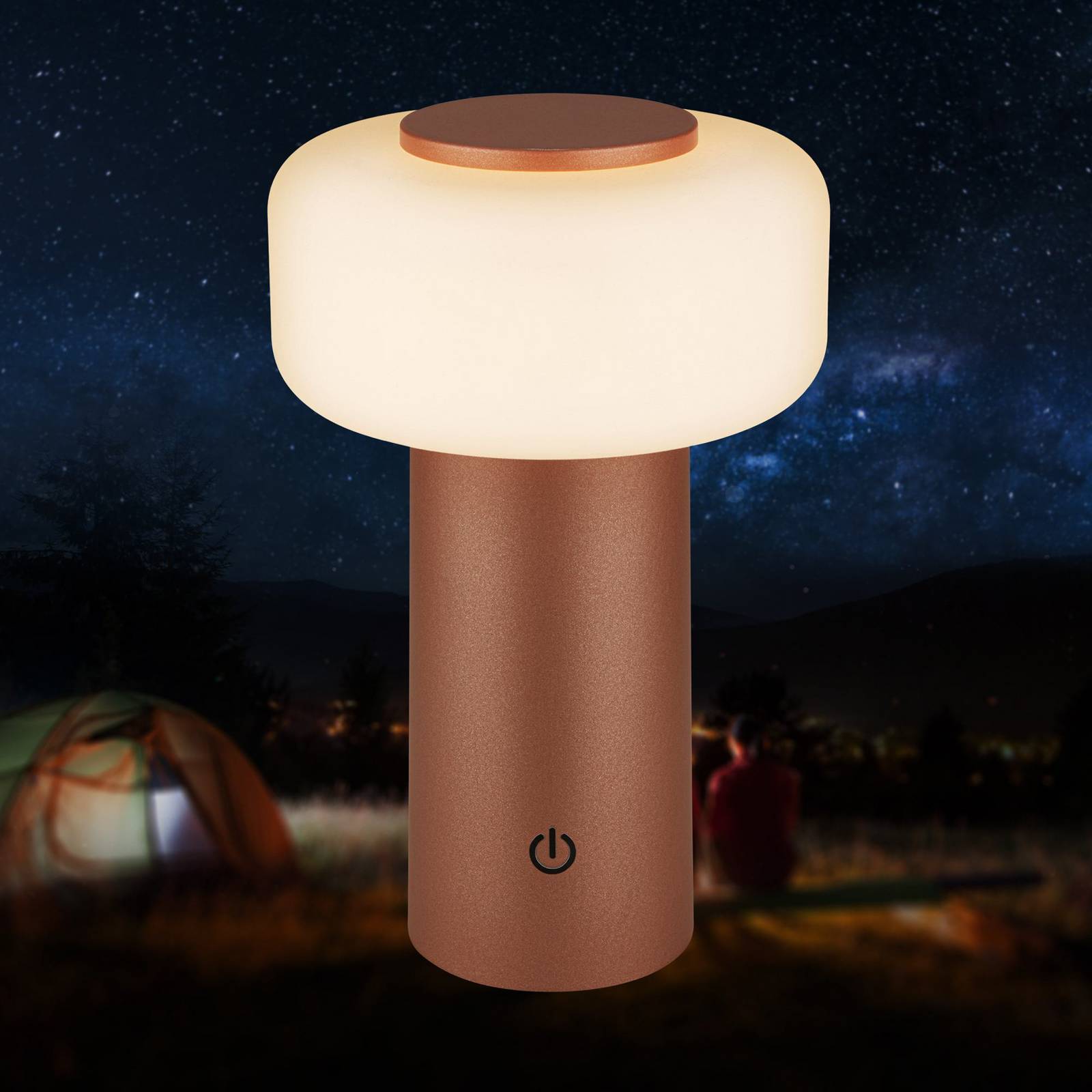 LED-Akku-Tischleuchte Juna, braun, IP44, dimmbar, 20 cm LED-Akku-Tischleuchte Juna, braun, IP44, dimmbar, 20 cm von Briloner
