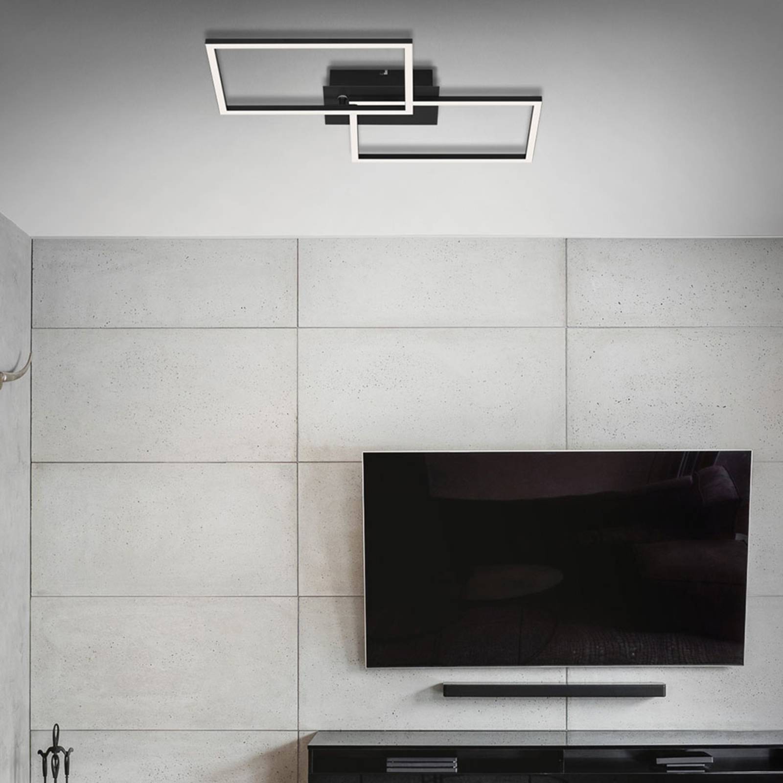 LED-Deckenlampe Frame CCT, schwarz, 50x39cm LED-Deckenlampe Frame CCT, schwarz, 50x39cm von Briloner