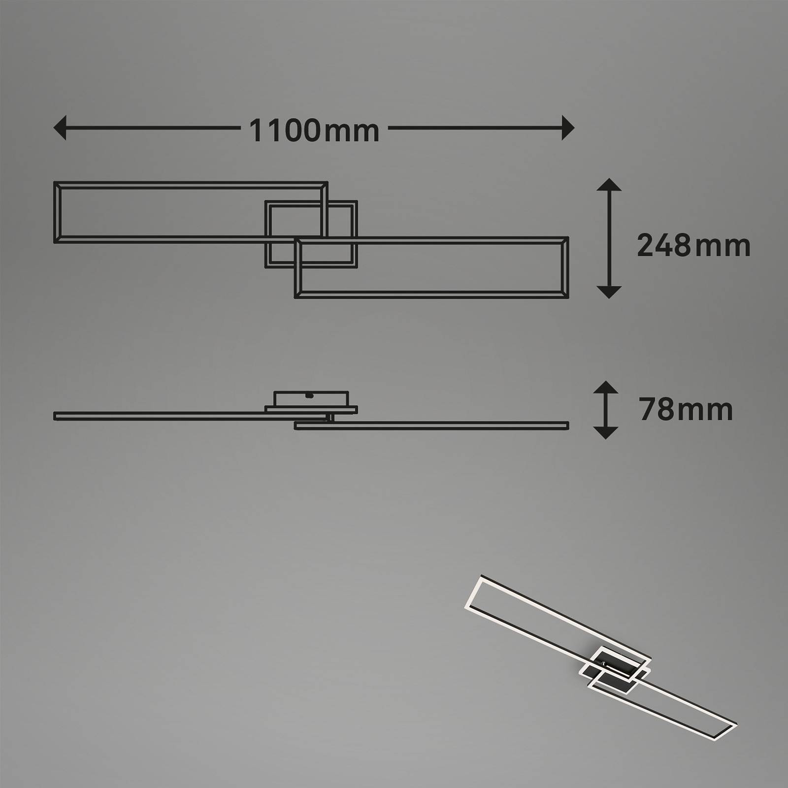 LED-Deckenlampe Frame S CCT 110x24,8cm schwarz von Briloner