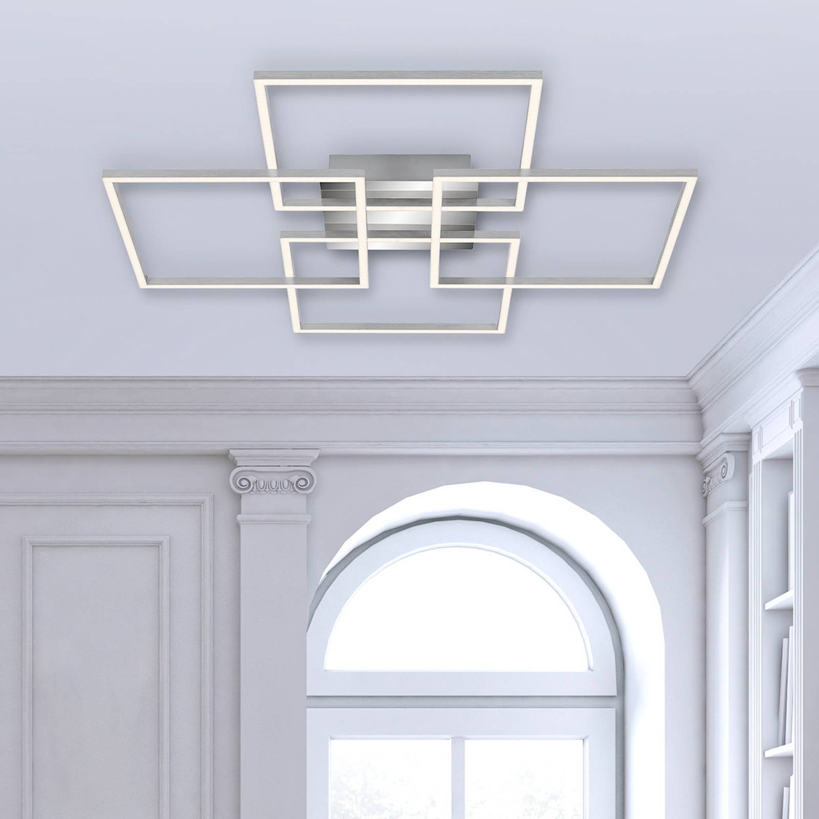 LED-Deckenleuchte Frames 4 Quadrate chrom 72x72cm LED-Deckenleuchte Frames 4 Quadrate chrom 72x72cm von Briloner