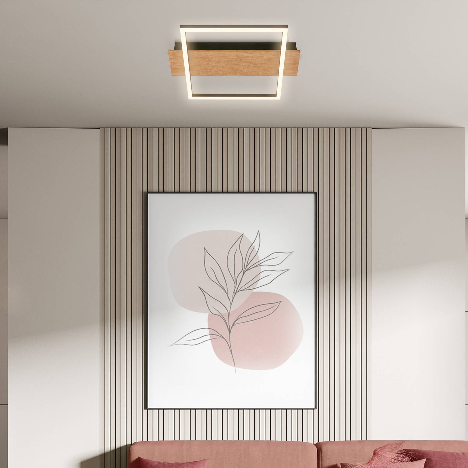 LED-Deckenleuchte Kada, 34x26 cm, Holz, Metall, schwarz LED-Deckenleuchte Kada, 34x26 cm, Holz, Metall, schwarz von Briloner