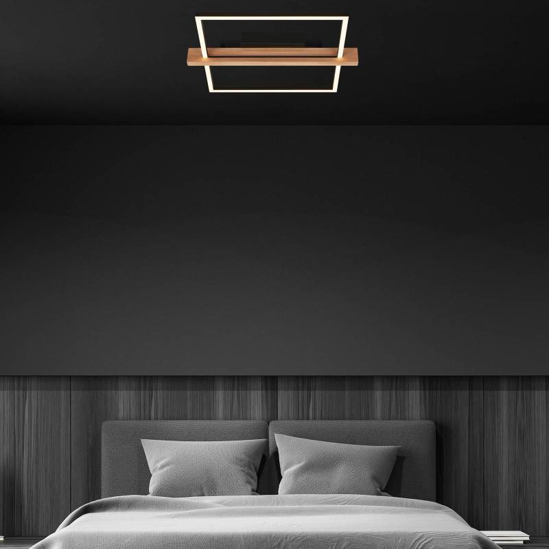 LED-Deckenleuchte Moldura, 43x35 cm, Holz, Metall, schwarz von Briloner