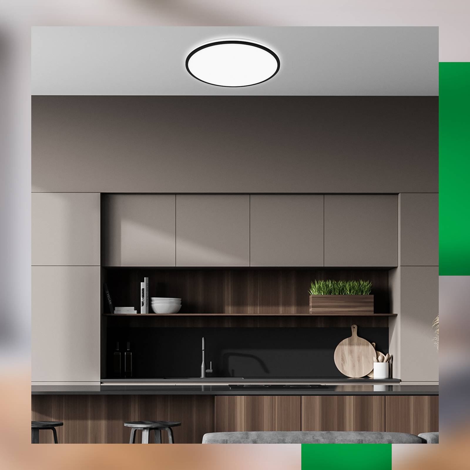 LED-Deckenleuchte Pulap A, schwarz, Ø 33 cm, Kunststoff LED-Deckenleuchte Pulap A, schwarz, Ø 33 cm, Kunststoff von Briloner