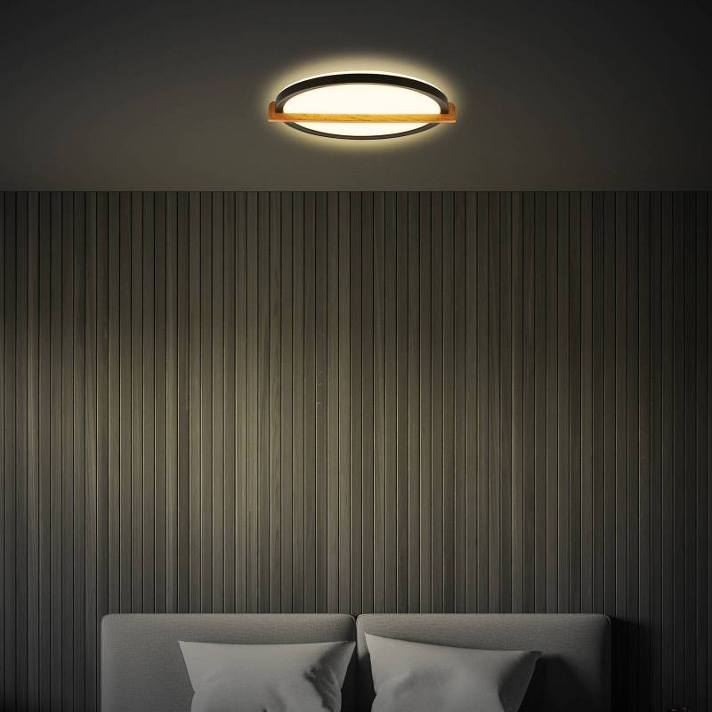 LED-Deckenleuchte Remsa, Ø 30 cm, Kunststoff, schwarz von Briloner