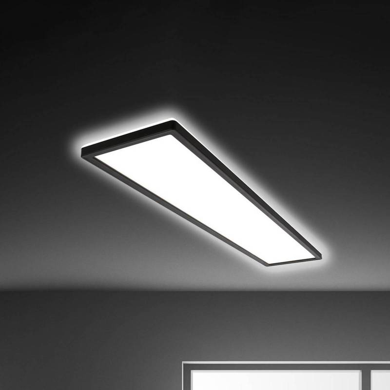 LED-Deckenleuchte Tava, schwarz, Kunststoff, 98cm, Backlight von Briloner