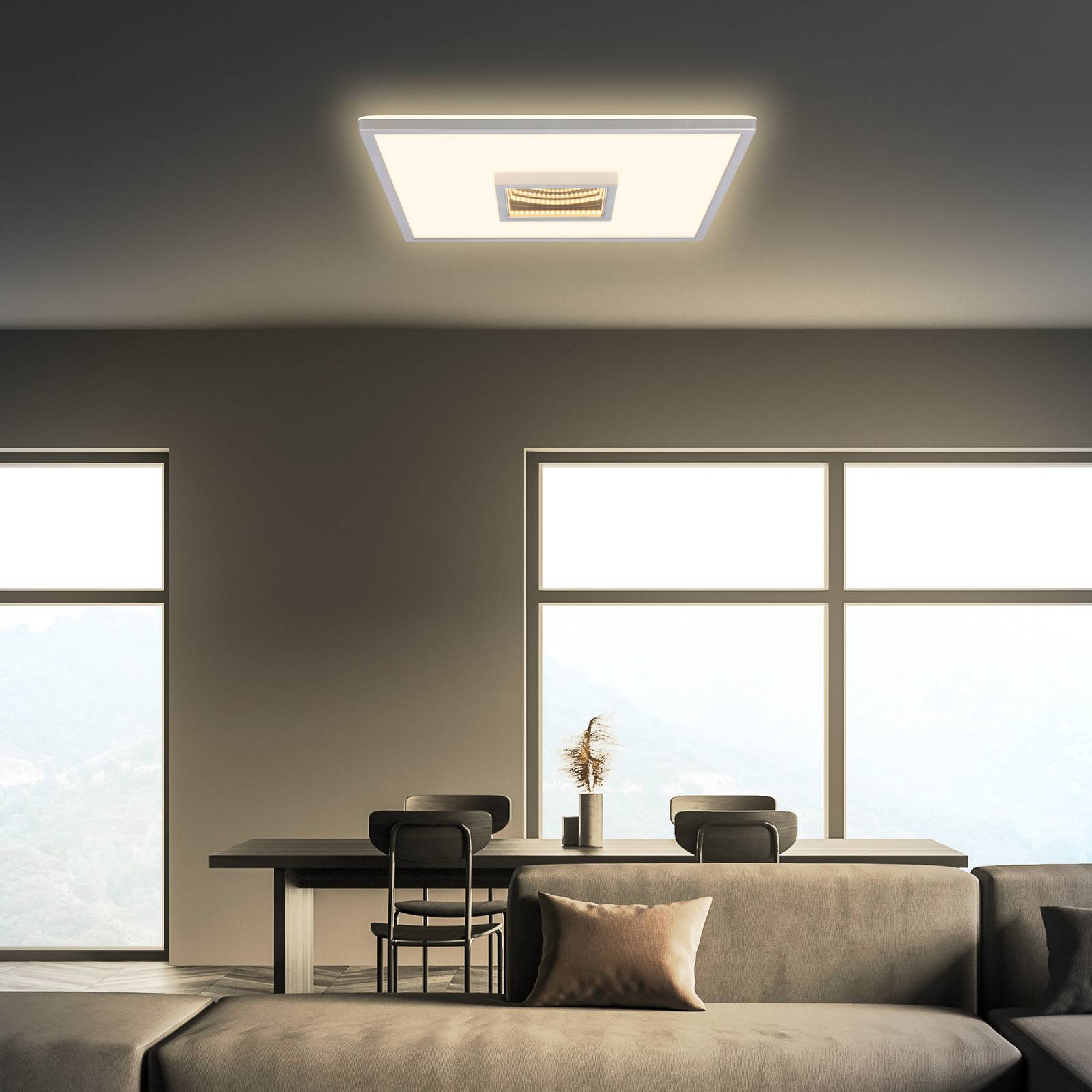 LED-Deckenleuchte Toro, chrom matt, 42x42 cm, Kunststoff LED-Deckenleuchte Toro, chrom matt, 42x42 cm, Kunststoff von Briloner