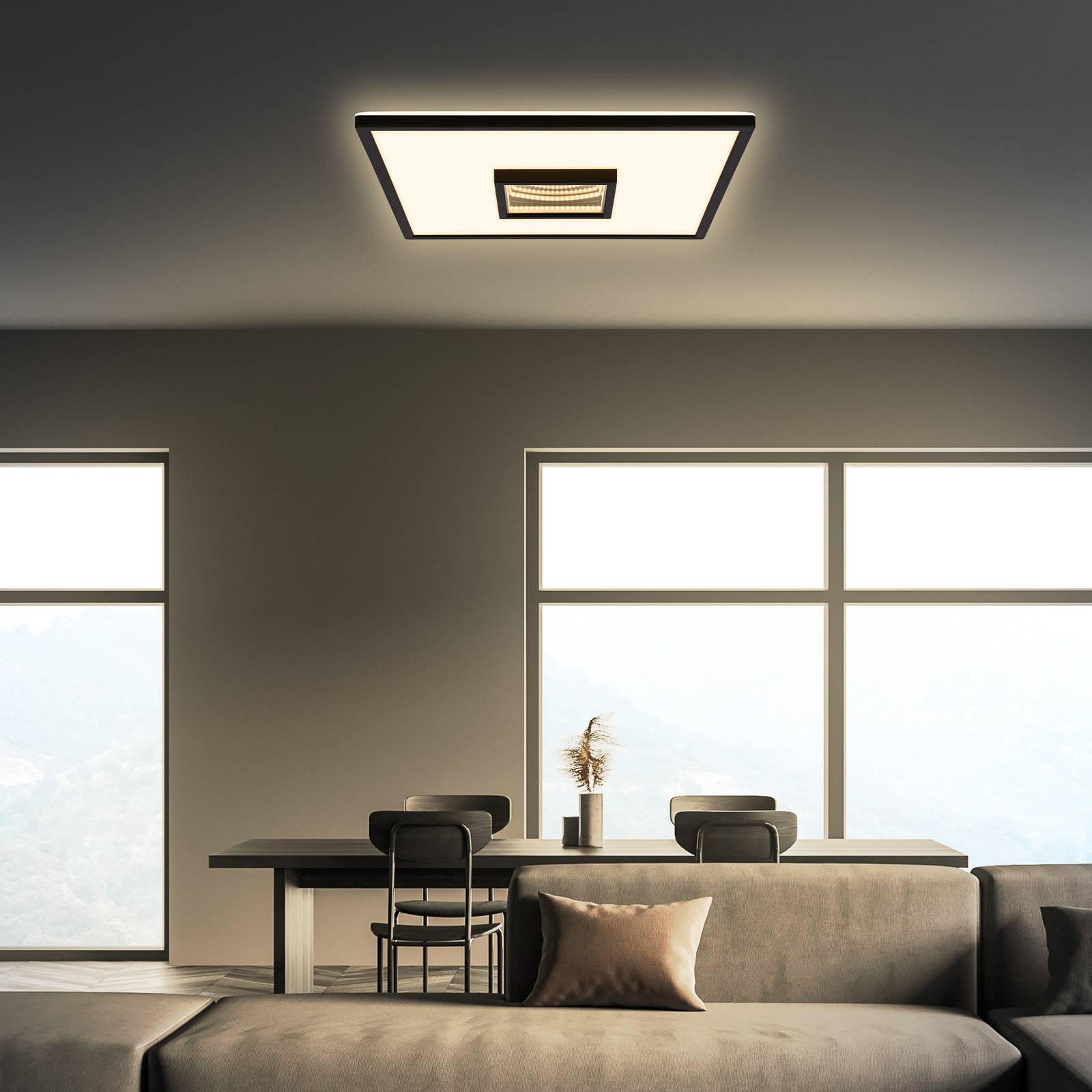 LED-Deckenleuchte Toro, schwarz, 42x42 cm, Kunststoff LED-Deckenleuchte Toro, schwarz, 42x42 cm, Kunststoff von Briloner
