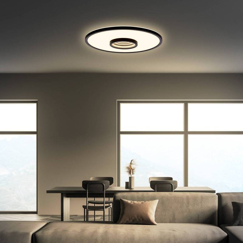 LED-Deckenleuchte Toro, schwarz, Ø 42 cm, Kunststoff von Briloner