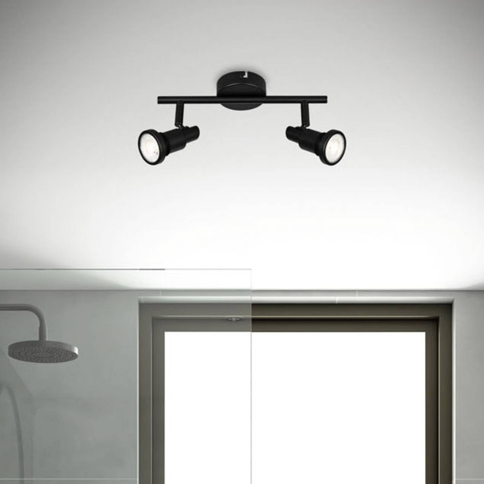 LED-Deckenspot Flamo IP44 2-flg justierbar schwarz LED-Deckenspot Flamo IP44 2-flg justierbar schwarz von Briloner