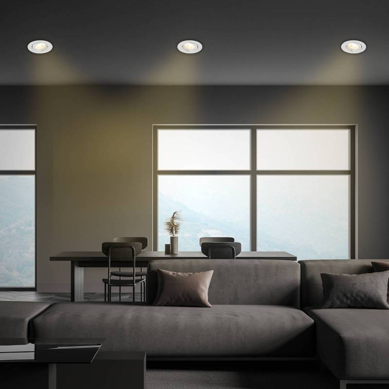 LED-Einbauleuchte Desi, chrom matt, Ø9cm, dimmbar, 3000K von Briloner