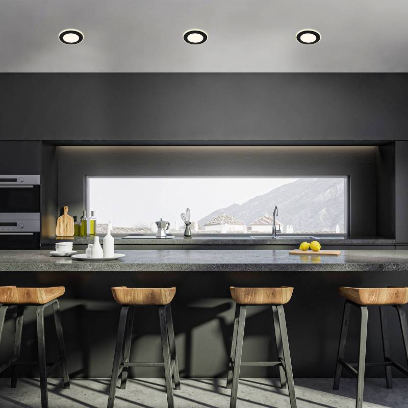 LED-Einbauleuchte Gima, schwarz, 3.000 K, 3er-Set von Briloner
