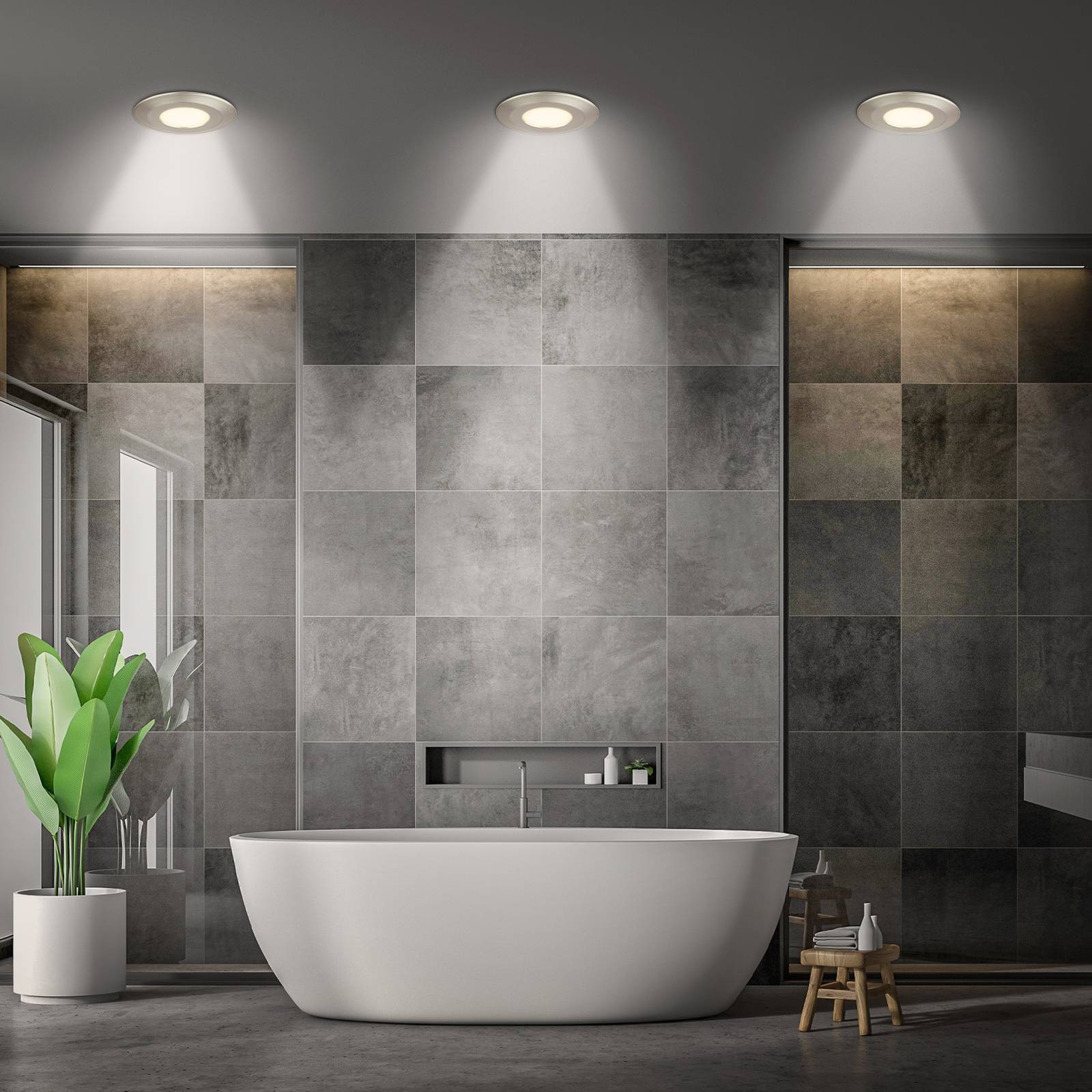 LED-Einbauleuchte Klira, nickel matt, Ø 9 cm, IP44, 3er LED-Einbauleuchte Klira, nickel matt, Ø 9 cm, IP44, 3er von Briloner