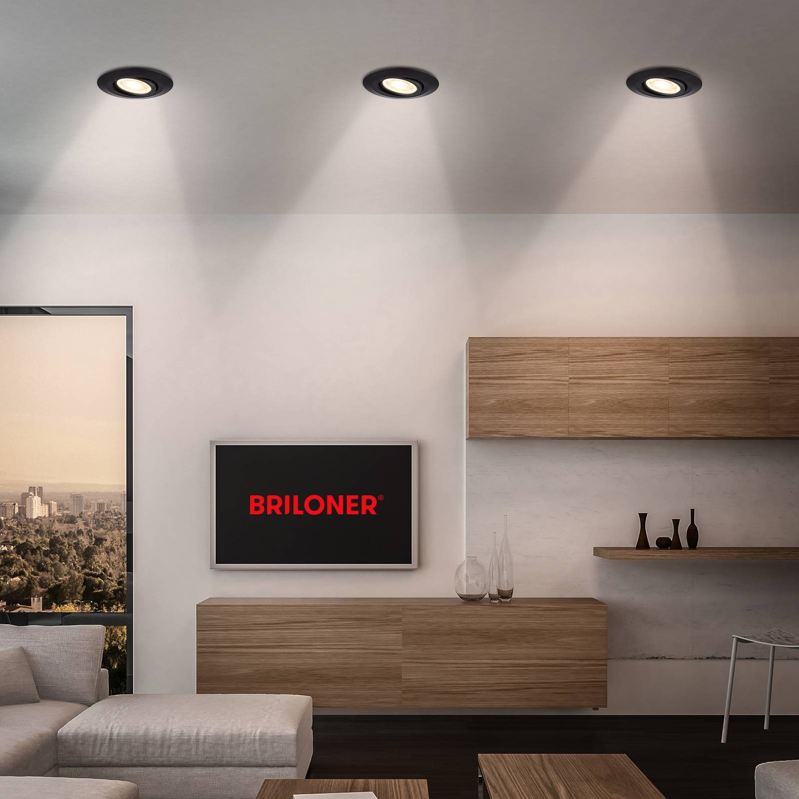 LED-Einbauleuchte Klira, schwarz, schwenkbar, dimmbar, 3er LED-Einbauleuchte Klira, schwarz, schwenkbar, dimmbar, 3er von Briloner