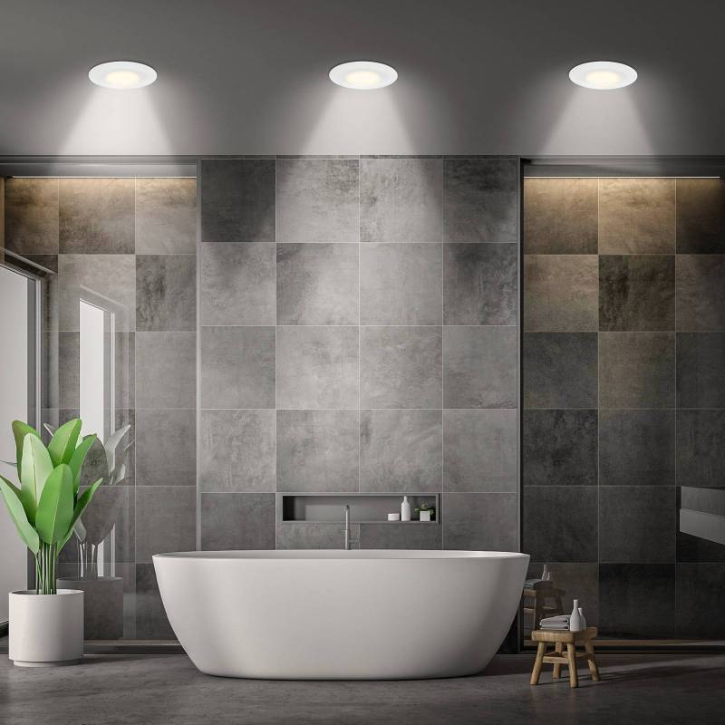 LED-Einbauleuchte Klira, weiß, Ø 9 cm, IP44, 3er-Set von Briloner