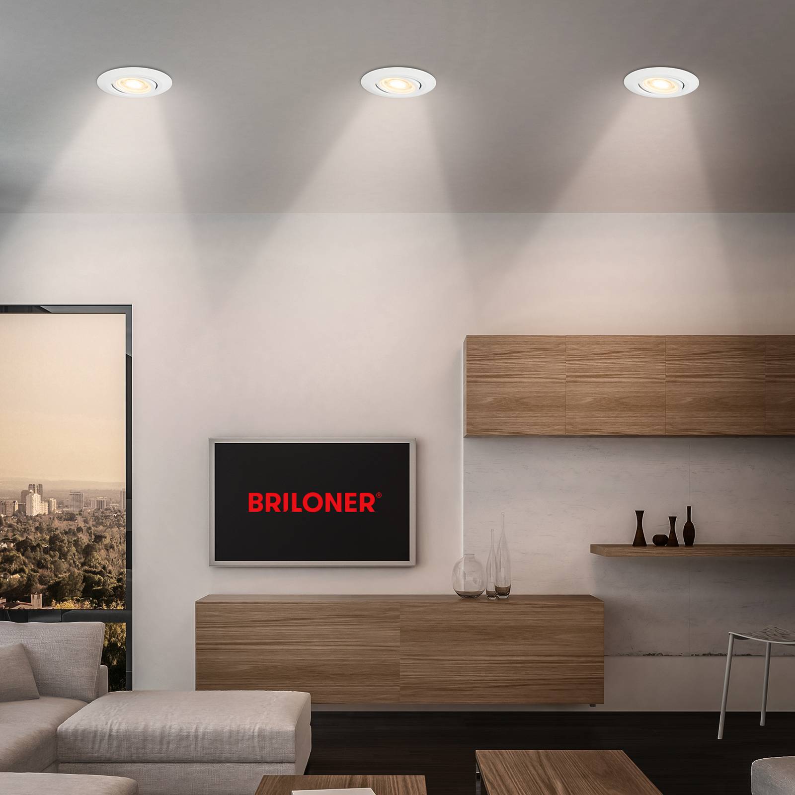 LED-Einbauleuchte Klira, weiß, Ø 9 cm, schwenkbar, 3er von Briloner