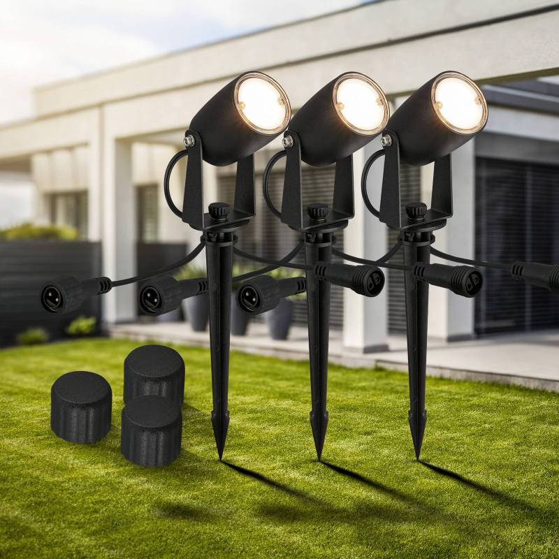 LED-Erdspießspot 3928035 12 V 3x-Erweiterung schwarz Ø 4 cm von Briloner