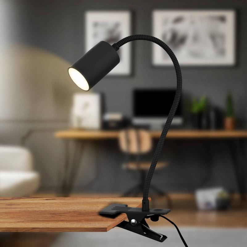 LED-Klemmleuchte Fleks, schwarz, flexibel, Metall von Briloner