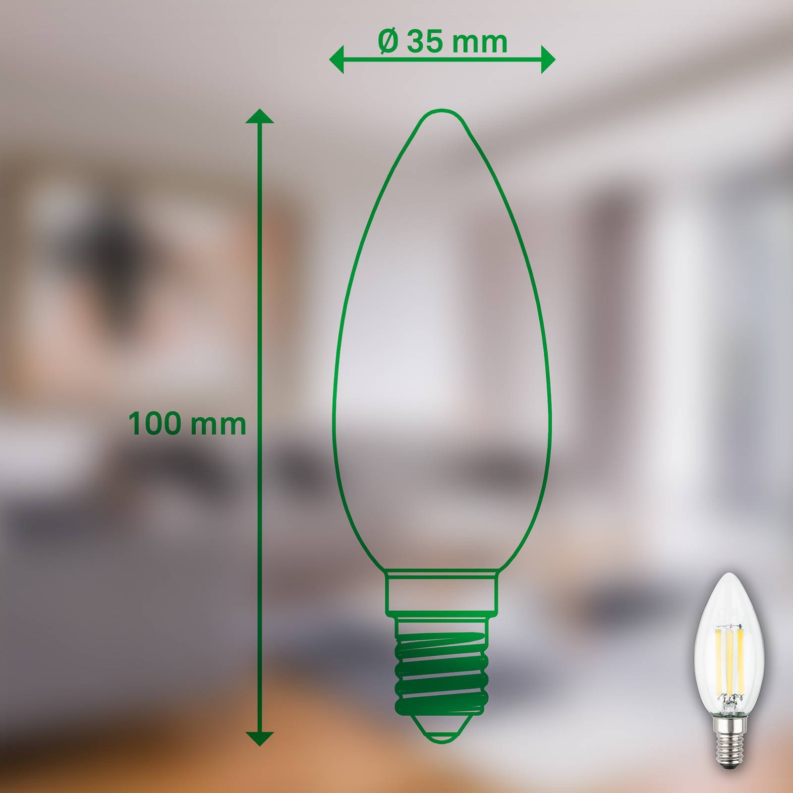 LED-Leuchtmittel Kerze E14 2,5W klar 3000K 525 lm EEK A 2er LED-Leuchtmittel Kerze E14 2,5W klar 3000K 525 lm EEK A 2er von Briloner