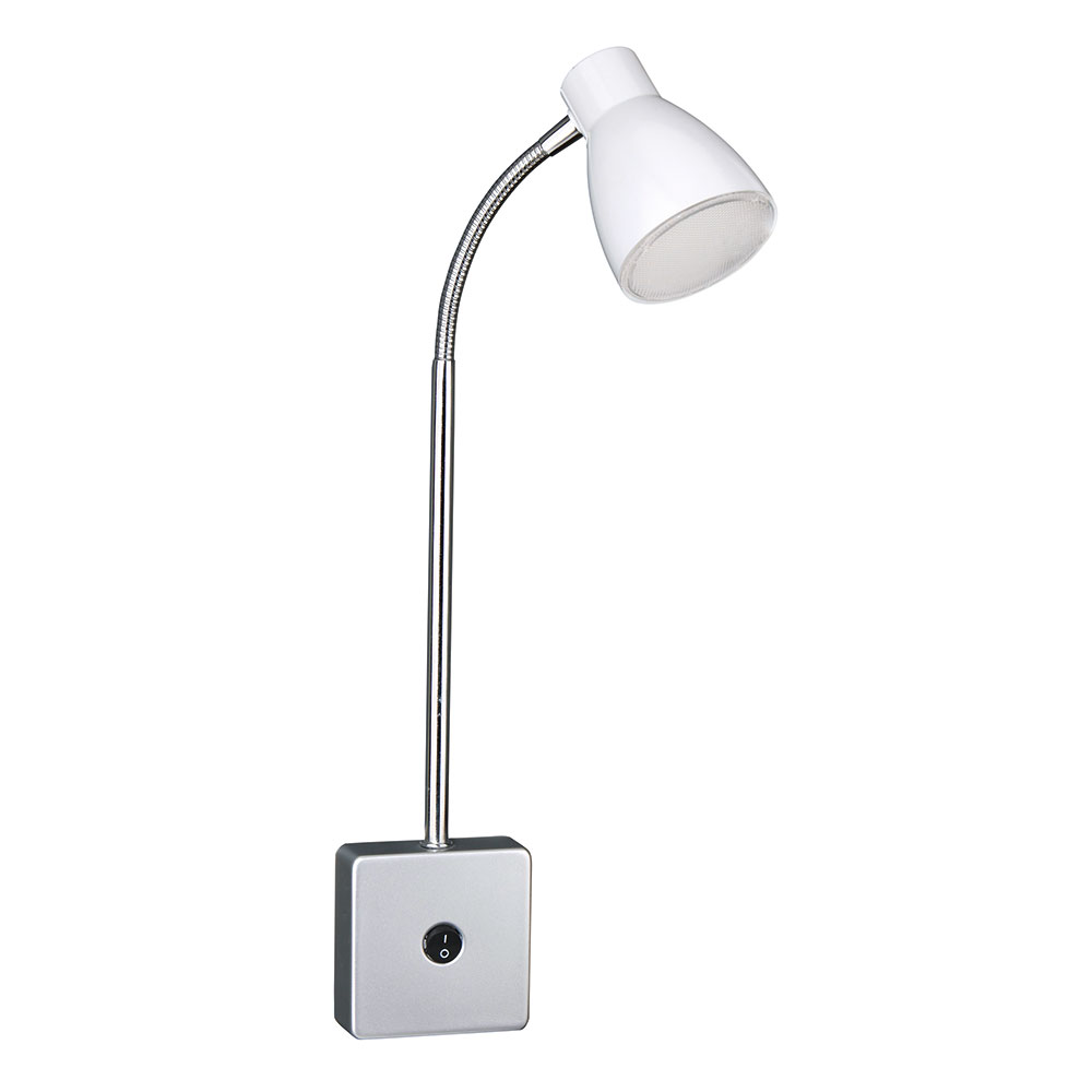 LED Steckerleuchte, Stecker, Flexo, Metall, weiß, H 37 cm von Briloner