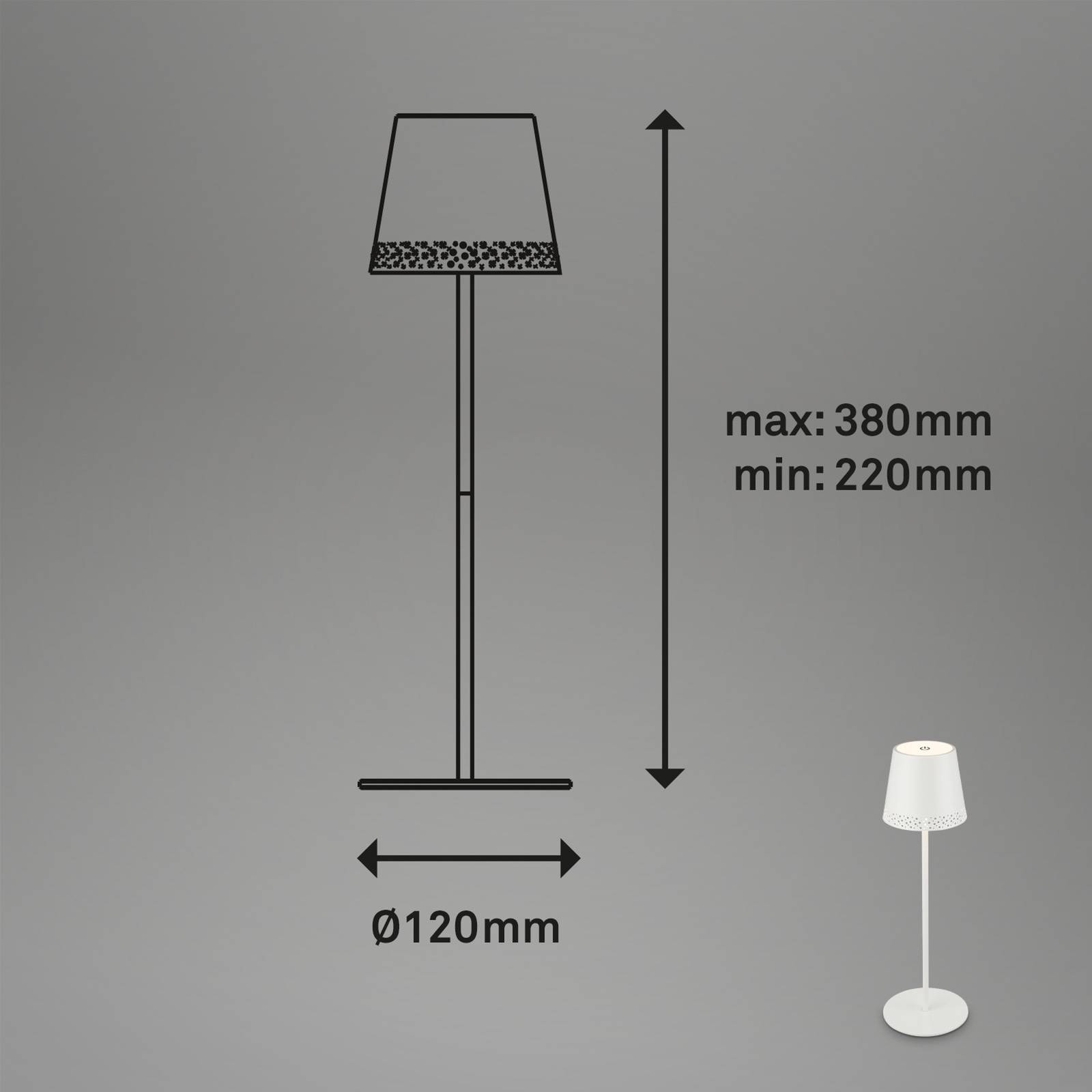 LED-Tischleuchte Kiki mit Akku 3.000K, weiß von Briloner