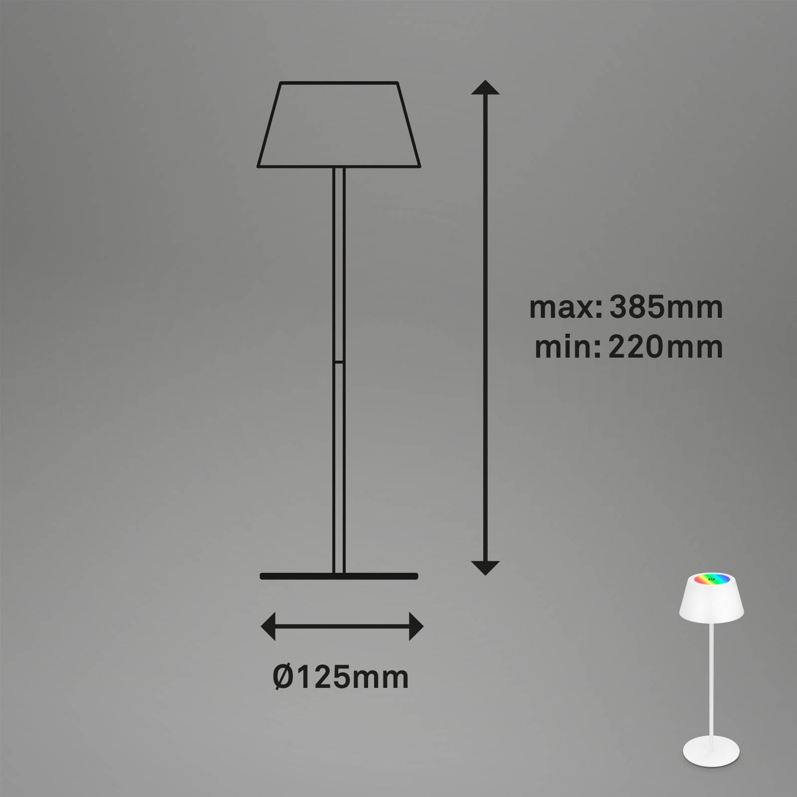 LED-Tischleuchte Kiki mit Akku RGBW, weiß von Briloner