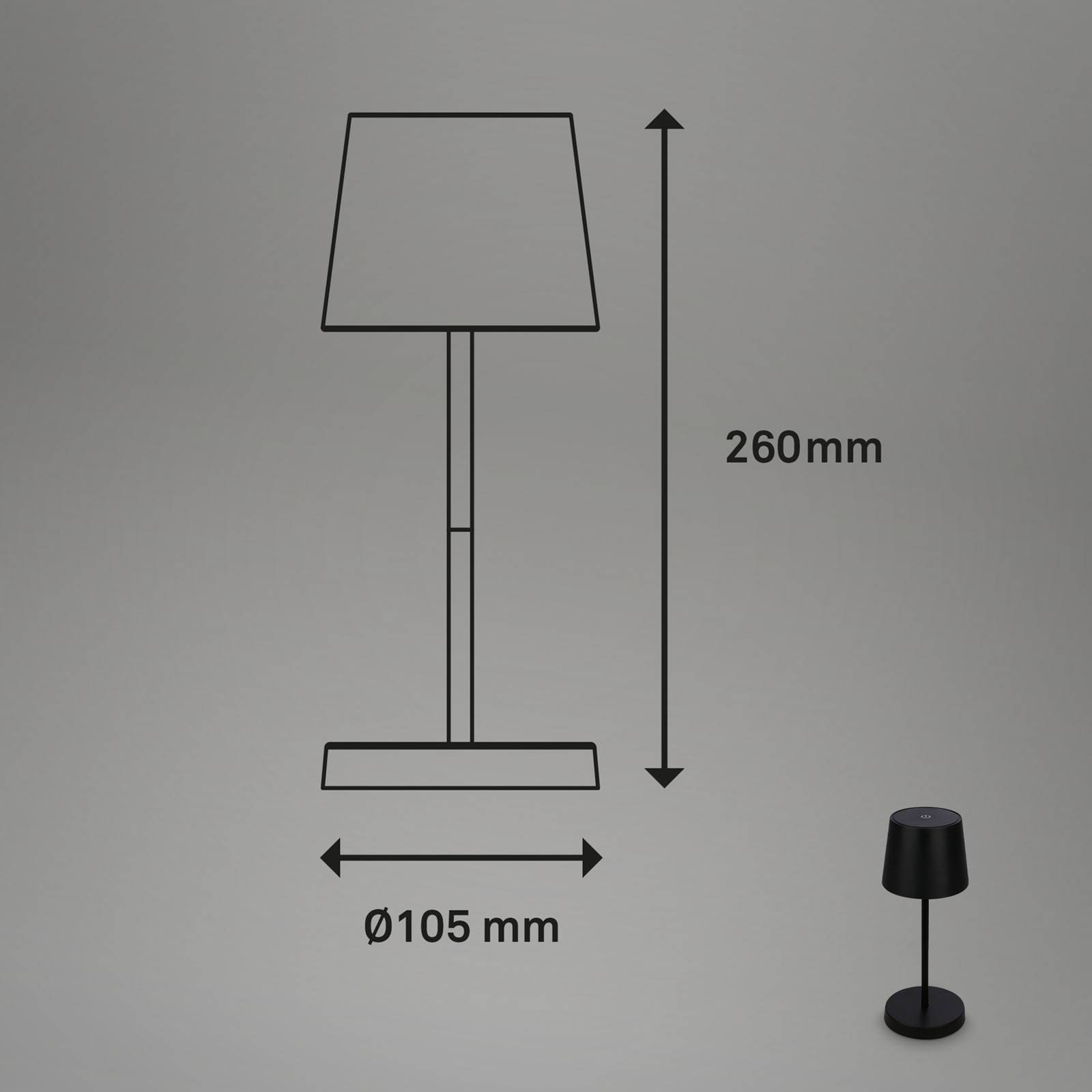 LED-Tischleuchte Piha mit Akku, schwarz von Briloner