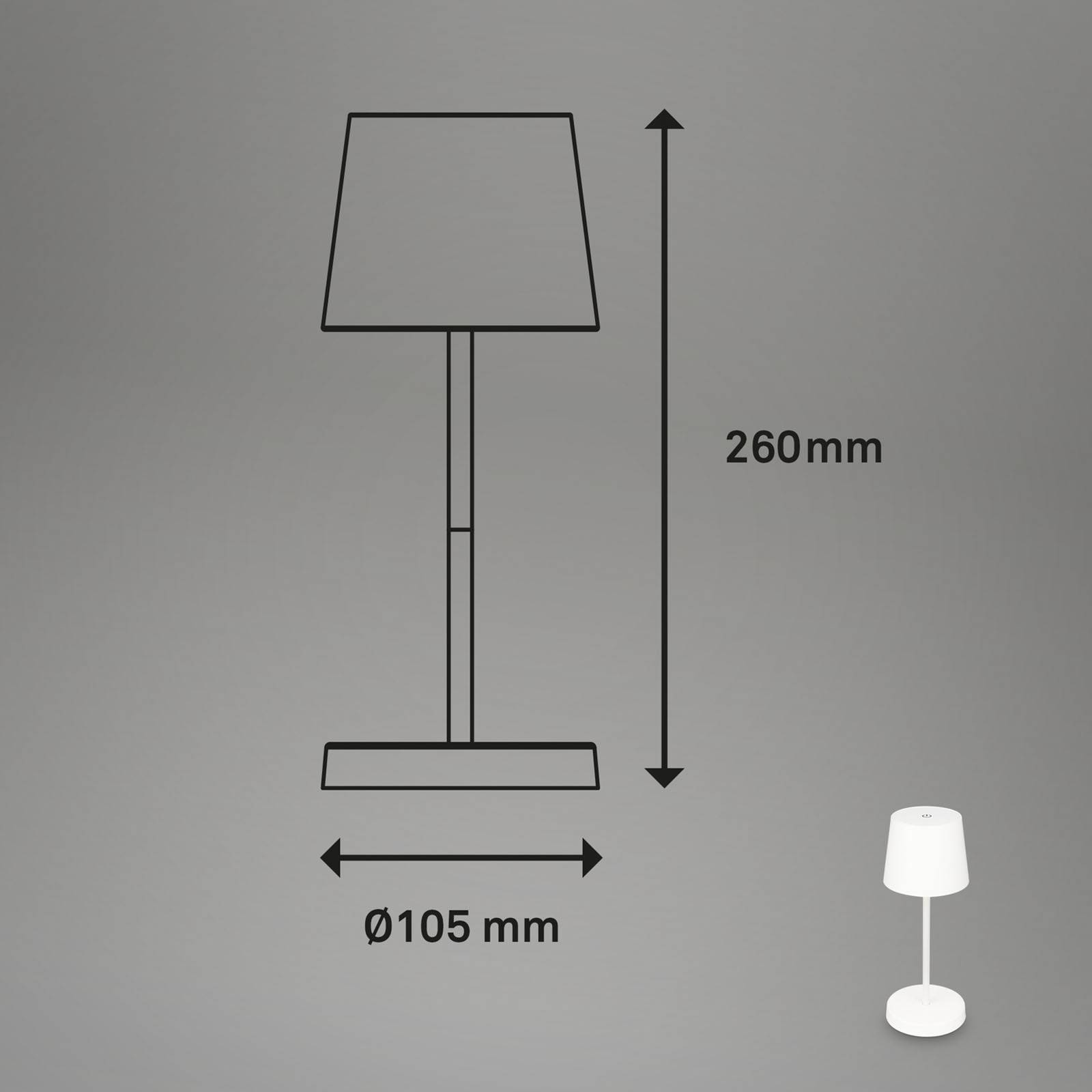 LED-Tischleuchte Piha mit Akku, weiß von Briloner